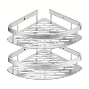 TEMU 2개 세트 녹 방지 스테인리스 스틸 욕실 수납 선반, 드릴 없는 걸이형 샤워 선반, 광택 마감, 대용량 화장품 및 수건용, 배수 및 환기를 위한 원형 컷아웃이 있는 현대적인 디자인, 욕실 정리 및 수납, 샤워 캐디