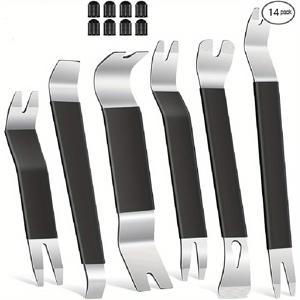 TEMU 메탈 트림 제거 도구 14pcs 자동차 공구 차량 공구 키트, 패널 공구 키트용 자동차 제거 세트, 트림 및 몰딩, 패널, 대시보드, 휠 허브, 패스너 및 기타 부품 제거, 페인트 및 자동차 손상 없이