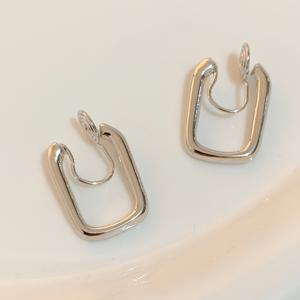TEMU 클래식 타원형 U자형 메탈릭 성격 피어싱 없는 귀걸이 클립