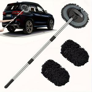 TEMU 45인치 차량 세차 밀대, 극세사 극세사 마이크로파이버 소재, 긴 손잡이 – 자동차, 트럭, SUV, RV, 보트 등 차량의 스크래치 없는 세척을 보장 – 셰닐 스펀지 먼지떨이 포함
