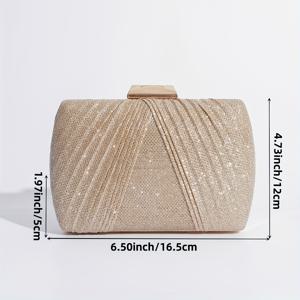 TEMU 이브닝 클러치, 박스형 가방, 글리터 플리츠 핸드백, 싱글 숄더 크로스바디 체인 가방, 프롬 파티 지갑, 소셜라이트 클러치, 스타일리시 다용도 여성 가방