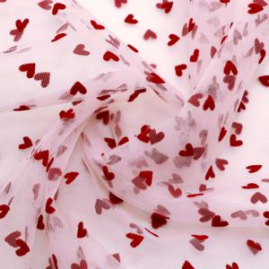 TEMU 1개 62.9x19.68인치 양면 벨벳 튤 메쉬 원단, 3D 하트 패턴 DIY 리본, 파티 망토 및 사진 배경용, 튤 원단 100% 폴리에스터