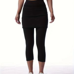 TEMU 2025년 신상 스타일 운동용 퍼스 블랙 스커트 (싱글 포켓), 타이트하고 통기성 좋음