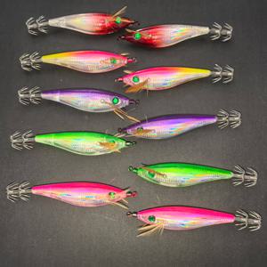 TEMU 10개입, 레이저 라운드 벨리 새우, 발광 목재 오징어 후크 로드 베이트 세트 레이저 라운드 벨리 물고기 낚시 문어 오징어 팔발