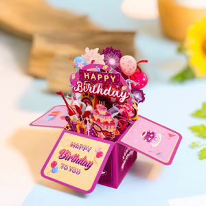TEMU 케이크, 풍선 및 컨페티가 있는 생동감 넘치는 파티 디자인의 팝업 생일 축하 카드와 봉투 1개 - 학생들, 딸들, 조카님들, 그/그녀, 특별한 사람 누구에게나 완벽함, 축하 카드 | 팝업 카드 | 장식용 카드