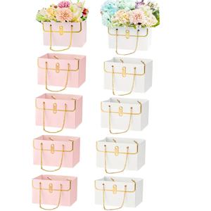 TEMU 그녀/남성을 위한 선물 꽃집 선물 세트 - 튼튼한 손잡이가 달린 8개의 꽃 종이 선물 상자. 꽃집에서 제공하는 꽃다발 보관 버킷과 다용도 종이 봉투는 아버지의 날, 어머니의 날, 결혼식, 발렌타인데이, 생일에 적합합니다.