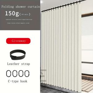 TEMU 스타일리시한 로드리스 접이식 샤워 커튼, 고온 내성 스타일 홈 데코 - 자석 잠금장치와 후크가 있는 모던 욕실 럭셔리 커튼, 가정 및 호텔용