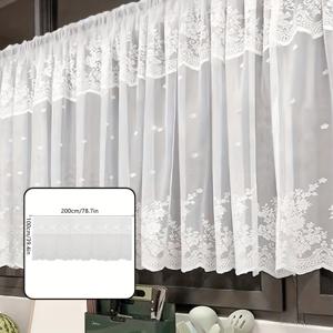 TEMU 화이트 심플 스위트 레이스 커튼 - 1개 로드 포켓 소형 플라워 카페 창문 커튼 - 주방 및 식당, 창문과 문 장식, 캐비닛 커튼 홈 데코