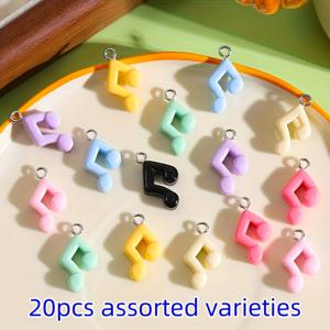 TEMU 20개 밝고 귀여운 음표 펜던트 음악 레진 펜던트, 목걸이 귀걸이 펜던트 키체인 및 기타 주얼리로 사용 가능, 완벽한 선물, 참