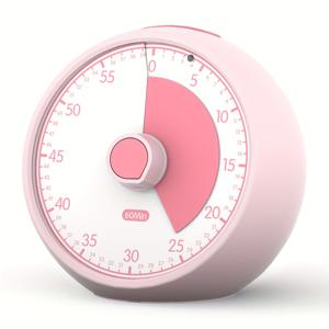 TEMU 시각 타이머, 60분 카운트다운 타이머, 사무실 주방에 적합, 데스크탑 타이머 시간 관리 도구, 무소음 작동, 토마토 작업법 타이머, 단색 귀여운 패턴
