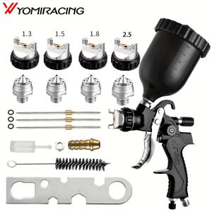 TEMU 전문가용 에어 중력 스프레이 건 키트. 600Cc 스프레이 건과 HVLP 노즐 (1.3mm, 1.5mm, 1.8mm, 2.5mm 사이즈)가 특징이며, 블랙 색상으로 제공되며 조절 가능 설정이 있습니다. 클리닝 키트가 포함되어 있으며 차량, 울타리, 벽, 가구에 적합합니다.