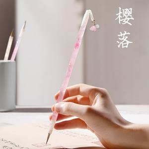 TEMU 소형 신선한 작은 붓, 얇은 금색 작은 블록 붓, 소형 중국 그림 서예 복사용 붓, 중형 블록 붓, 서체 달리기 필기, 정체, 공문서 붓에 적합