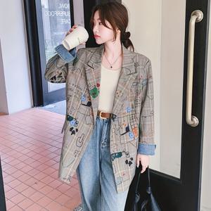 TEMU 트렌디한 프린트가 돋보이는 루즈핏 캐주얼 그레이 체크