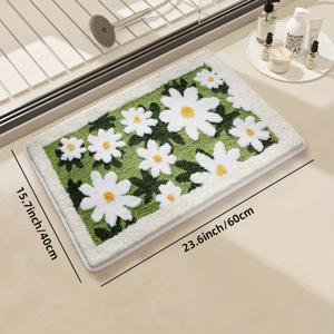 TEMU 푹신한 욕실 매트 1개, 두꺼운 욕실 매트, 매우 부드러운 욕실 매트, 꽃무늬 흡수성 욕실 러그, 욕실 바닥, 세면대, 욕조, 샤워실용 미끄럼 방지 편안한 욕실 매트, 홈 데코