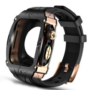 TEMU Apple Watch 45mm 밴드 실리콘 스트랩용 메탈 케이스, 남성용 풀 보호 커버 (Iwatch 6 5 4 SE 44mm 호환)