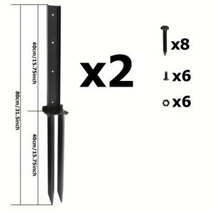 TEMU 울타리 기둥 수리 키트, 헤비듀티 앵커 스테이크, 기울어진 또는 부러진 목재 울타리 기둥 수리용 지면 스테이크, 수리 브래킷, 앵커 서포트, 블랙