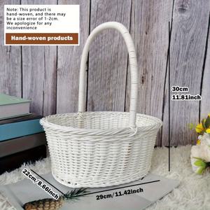 TEMU 우아하고 산뜻한 수제 직조 귀여운 토트 바구니, 발렌타인데이 장식 선물로 완벽, 웨딩 답례품을 위한 매력적인 꽃 바구니, 꽃집 장식에 적합, 봄 나들이 및 사진 촬영을 위한 장식 바구니