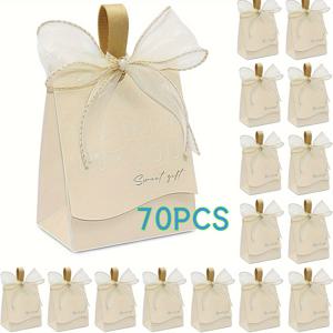 TEMU 그녀/남자를 위한 선물 70개, 손잡이와 리본이 달린 웨딩 선물 상자, 파티용 달콤한 웨딩 선물 상자, 웨딩 장식, 생일 선물, 브라이덜 샤워, 포장 상자, 웨딩 장식, 웨딩 용품, 웨딩 선물에 적합