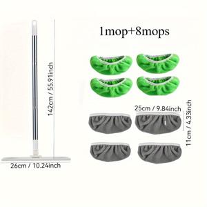 TEMU 1대 + 8개 재사용 가능한 마이크로파이버 교체 패드 - 세탁 가능, 내구성 강함, 건식 및 습식 청소용, 일반 모프 호환