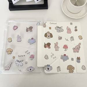 TEMU 아이패드 케이스용 귀여운 동물 Y자 접이식 스탠드 및 펜 홀더, 낙하 방지 기능, 접이식, 미끄럼 방지, 조절 가능한 킥스탠드 및 유연한 혼합 보호 기능 제공, 아이패드 에어 4세대/5세대 (10.9인치), 7/8/9세대 (10.2인치) 적합