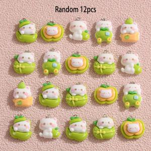 TEMU 랜덤 12개 귀여운 레진 사과 고양이 펜던트 - 주얼리, 공예 용품, 귀걸이 및 목걸이 추가
