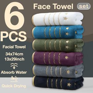 TEMU 6개 스트립 골드 림 야외 타월, 빠른 건조 흡수성 74 X 34Cm 자수 별 Easy 스타일, 휴일 야외 캠핑 해변 피트니스 수영 여행 스파에 적합, 할로윈 크리스마스 추수감사절에 완벽