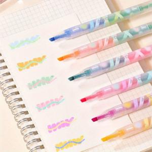 TEMU 오로라 6팩 듀얼 팁 글리터 마커 펜, 매직 글로우 하이라이터 - 저널링, 창의적인 스케치, 메모 작성에 필수품, 개학 시즌, 사무실 필수 아이템