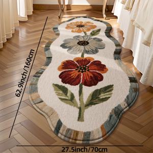 TEMU 부드러운 플러피 러너 러그 1개, 침실 거실 복도용, 세탁실, 꽃무늬 침대 옆 러그 바닥 매트, 미끄럼 방지 카펫 러그, 집 꾸미기 방 꾸미기 여름 꾸미기 가을 꾸미기