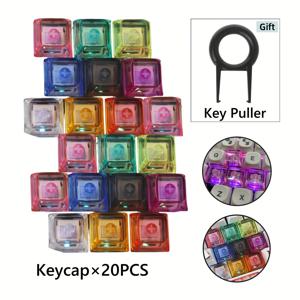 TEMU 20개입, PC 재질 고휘도 XDA2 고휘도 키캡 멀티 컬러 메카닉 키보드 MX 크로스 키캡 (키보드 미포함)