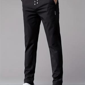 TEMU 남성용 스포츠 캐주얼 긴 바지 1개 - 통기성 원단, 가벼운 스트레이트핏 드로스트링 허리와 사이드 포켓, 달리기, 피트니스, 하이킹, 야외 훈련, 봄, 가을, 여름 캐주얼웨어용 | 다기능 내마모성 긴 바지