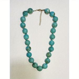 TEMU 1개 유럽&미국 패션 스타일 라운드 기하학 레진 효과 비즈 로프 매듭 수제 여성용 비즈 목걸이 (랍스터 클라스프 포함) - 휴일 및 일상 착용용