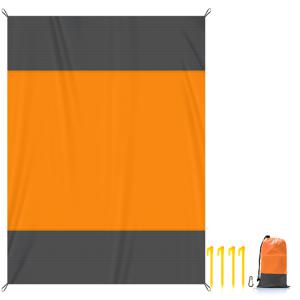 TEMU 모래 방지 비치 블랭킷, 접이식 해변 매트 (4개의 코너 스테이크 포함), 야외 캠핑, 여행, 휴가, 하이킹에 적합, 폴리에스터 소재, 오버사이즈, 가벼운 피크닉 비치 블랭킷