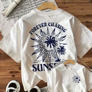 TEMU 여성용 빈티지 비치 티셔츠 - 화이트 레트로 코스탈 탑 