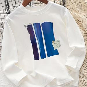 TEMU 2025 아동용 봄/가을 베이스 레이어 레귤러 긴팔 티셔츠