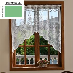 TEMU 프렌치 컨트리 사이드 스타일 레이스 트럼펫 플라워 로맨틱 소형 커튼 커피 커튼 1개