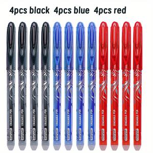 TEMU 12개 세트 지우개 포함 젤 롤링 볼펜, 학교·교실·사무용 매끄러운 필기 – 블랙, 블루, 레드, 오렌지, 퍼플