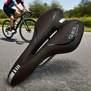 TEMU 부드럽고 속이 빈 통기성 좋은 편안한 충격 흡수 자전거 안장 - 부드러운 PU 폼으로 제작, 통풍 구멍, 튼튼한 철제 프레임 - 편안한 장거리 라이딩에 이상적, 스포티한 디자인, 견고한 구조, 성인 라이더 전용