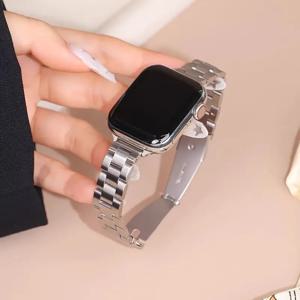 TEMU 슬림 쓰리링크 시계 밴드 1개, Apple Watch 시리즈 1-9, SE, Ultra용 - 40mm~49mm, 남녀공용 스마트워치 밴드, 부속품 아님, iWatch 미포함