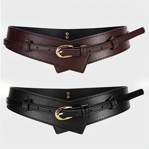 TEMU 이 여성용 벨트는 넓은 허리 밴드가 특징이며, 블랙 메탈 버클로 장식 액세서리로 사용하거나, 정장 재킷 드레스와 함께 사용하여 효과를 주고 허리선을 강화할 수 있습니다. 조절 가능한 디자인으로 허리 라인을 강조합니다.