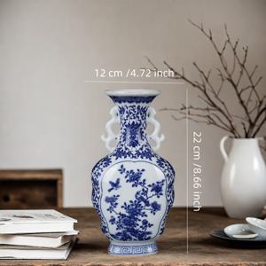 TEMU 클래식하고 우아하며 도자기 꽃병 플로럴 디자인 미니멀 스타일 장식 꽃병, 책장, 결혼식, 선물, 거실 침실 장식품