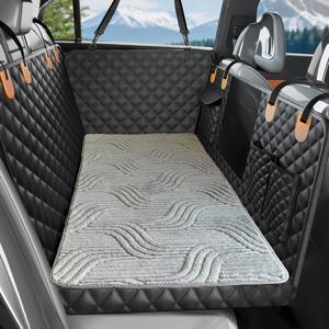 TEMU 1개 미끄럼 방지 차량용 강아지 매트리스, 뒷면 확장기 포함, 물고 뜯기 방지 튼튼한 펫 미끄럼 방지 시트 쿠션, SUV 세단 트럭에 적합, 간편한 청소 차량 시트 보호대, 모든 견종 소형 중형 대형견과 호환 가능