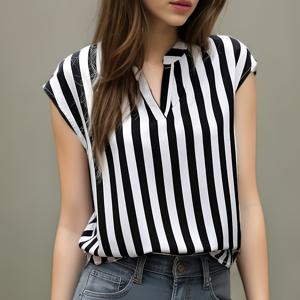 TEMU 방향성 패턴 노치넥 배트윙 소매 셔츠