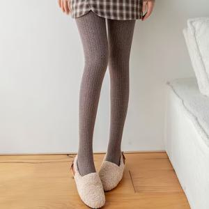 TEMU 여성용 멀티 컬러 두꺼운 세로 패턴 레깅스 1켤레, 따뜻한 타이츠, 가을/겨울용 압박 양말