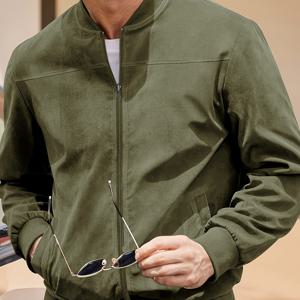 TEMU 2025 크로스보더 남성 패션 레저 스포츠 지퍼 스탠드업 칼라 재킷