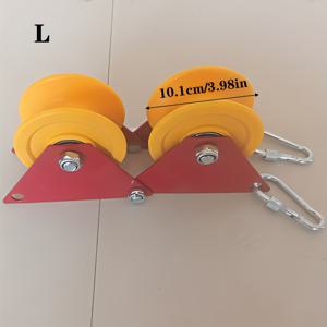 TEMU 헤비듀티 접이식 수동 풀리 시스템, 듀얼 V-그루브 휠 + 텐션 노브, 내구성 강한 금속 구조, 노력 절약형 디자인, 500kg 하중 용량, 건설/고공작업/텐트용 | 벽걸이형 미끄럼 방지 로프 포함