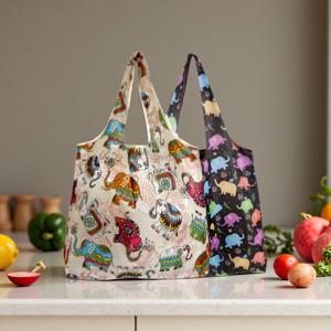 TEMU 2개 세트 사랑스러운 고양이 프린트 접이식 토트백 - 대용량 재사용 가능한 쇼핑백, 튼튼한 블랙 끈, 가볍고 내구성 있는 폴리에스터, 귀여운 고양이 얼굴과 발바닥 디자인 (그레이/블루/핑크/화이트) - 장보기, 캠핑, 일상생활에 적합한 여성 & 엄마를 위한 - 크리스마스, 어버이날, 생일 선물로 추천