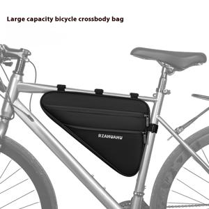 TEMU 자전거 삼각형 프레임 가방 2.3L 대용량 탑튜브 백 MTB 로드 바이크용, 안장 수납 정리 파우치 (17인치)