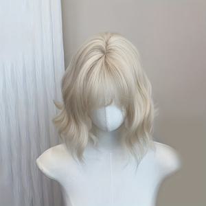 TEMU 누구에게나 어울리는 12인치 플래티넘 블론드 앞머리 밥 가발, 매일매일 푹신하고 젊어 보이는, 할로윈 파티와 모임용 범용