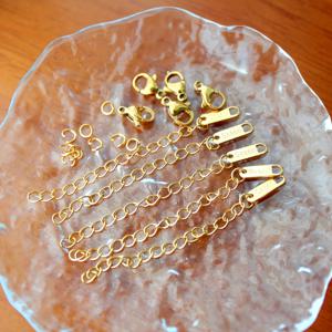 TEMU 25개 스테인리스 스틸 18K 금도금 주얼리 만들기 키트 - DIY 목걸이 & 팔찌 제작용 완벽 세트 (랍스터 클라스프 5개, 연장 체인 5개, 태그 5개, 행잉 링 10개 포함) - 변색 방지 & 방수, 여성을 위한 핸드메이드 액세서리, 훌륭한 선물