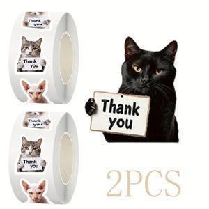 TEMU 2롤/1000장 펫 패턴 스티커, 깜짝 선물 장식 | 자체 접착 봉투 스티커, 홈 DLY용 수제 액세서리, 휴일 포장 장식, 귀여운 고양이와 강아지 감사 스티커